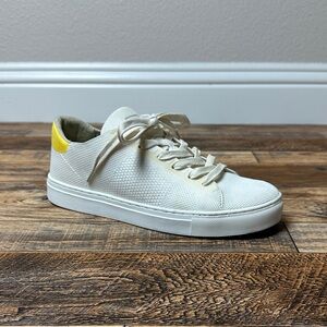 GREATS Royale Knit 2.0 White Sneakers with Yellow Accent